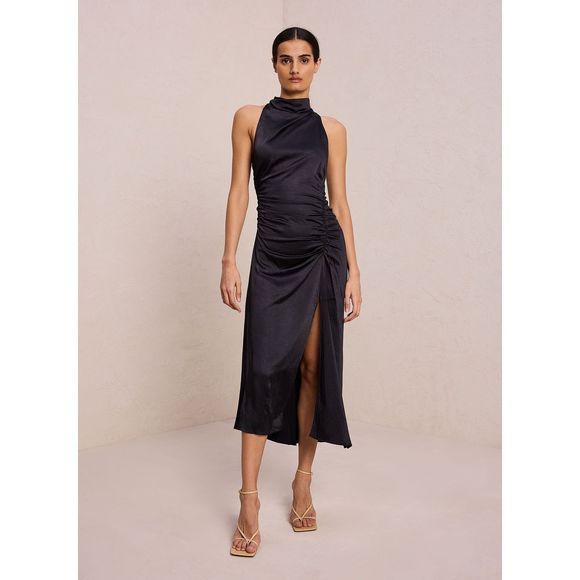 A.L.C. Inez asymmetric ruched satin midi dress - Picture 1 of 11